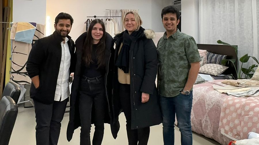Team with visitors